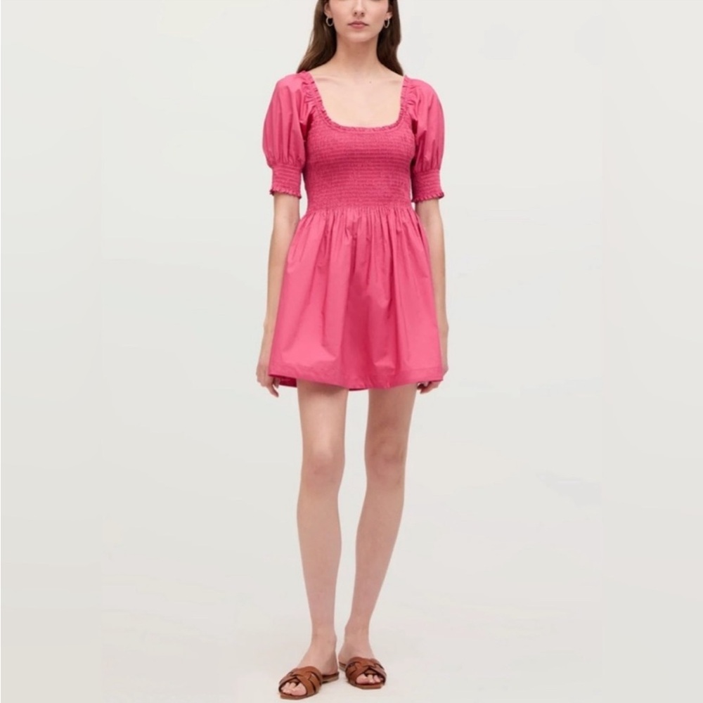 Hill House Home Lipstick Pink Naia Smocked Short Dress Nap Dress Medium